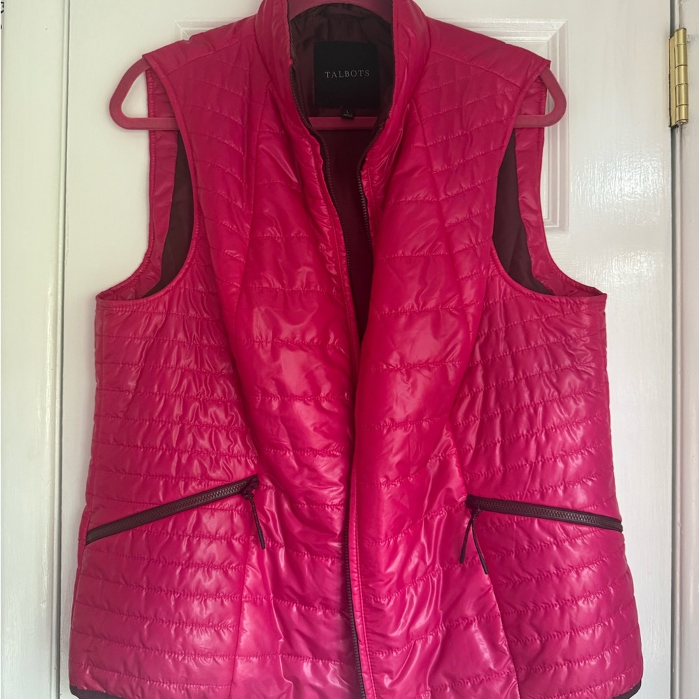 Talbots Hot Pink Quilted Puffer Vest - Size Large